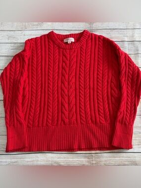 Philosophy Red Cable Knit Crewneck Sweater